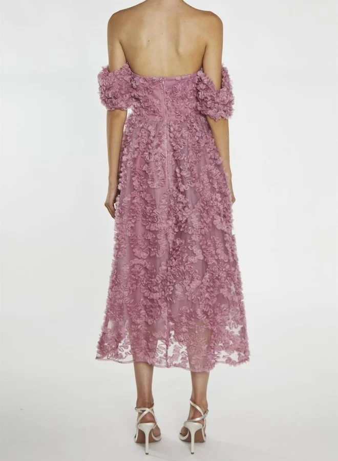 ترو ديكادينس Dusty Rose Amelia Bardot Bust Cup Midi Dress